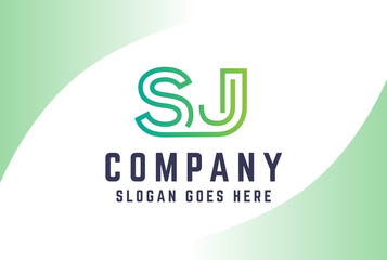 Green light gradient initial letter SJ logo vector template