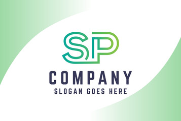 Green light gradient initial letter SP logo vector template