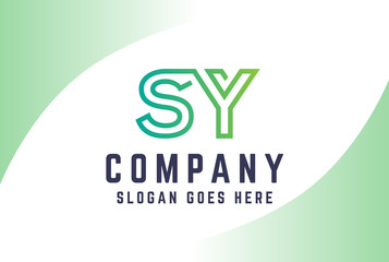 Green light gradient initial letter SY logo vector template