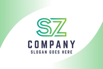 Green light gradient initial letter SZ logo vector template