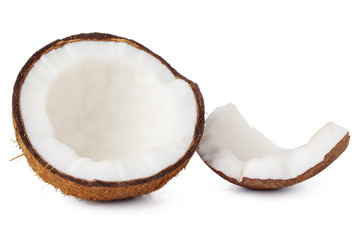 Fototapeta na wymiar Coconut pieces isolated on a white background