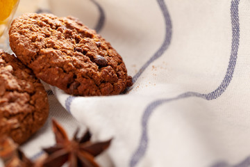 Homemade oat cookies for snack close up