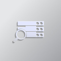 Fototapeta na wymiar Database, server, search paper style, icon. Paper style vector icon