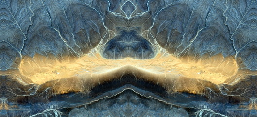 abstract symmetrical photograph of the deserts of Africa from the air, aerial view, abstract...