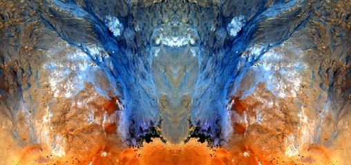 the exterminating angel,  abstract symmetrical photograph of the deserts of Africa from the air,...