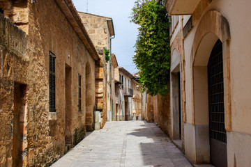Fototapeta na wymiar Typical Street View in the City of Alcúdia, Mallorca, Spain 2018