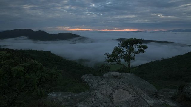 Sunrise and Fog in the Mountains in Brazil