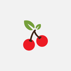 Cherry logo vector template, cherry icon, vector fruit illustration, sweet cherries, fresh healthy cherries