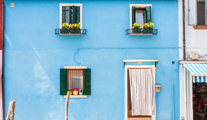 Fototapeta na wymiar Blue home - Burano, Italy.
