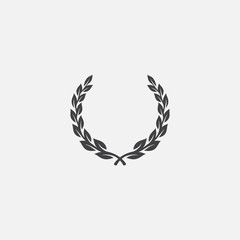 Laurel Wreath floral heraldic element, Heraldic Coat of Arms decorative logo illustration, Vector art and illustration of laurel wreath, Branches of olives, symbol of victory, © kursi_design