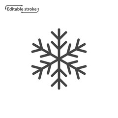 Snowflake line vector icon. Editable stroke. 