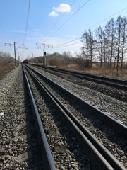 Fototapeta na wymiar The upper structure of the railway dockless track