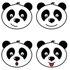 panda head with different emotions