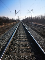 Fototapeta na wymiar The upper structure of the railway dockless track