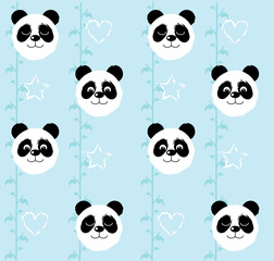 panda head pattern on a blue background