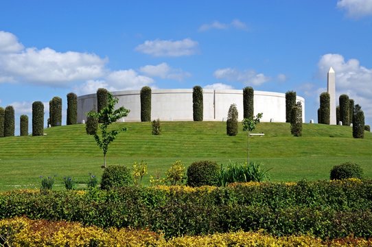 View of the Armed Forces Memorial and gardens, National Memorial Arboretum, Alrewas, UK.