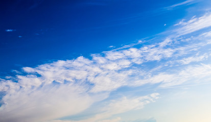 Beautiful cirrus cloud formations in a deep blue sky