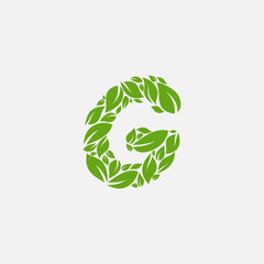 Vector green alphabet eco logo with leaves, Green Eco Alphabet Vector icon, initial G with nature logo design inspiration.