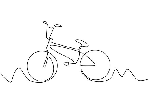Continuous one line drawing of bike or bicycle vector minimalism design.