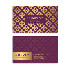 Burgundy and gold vintage business card. Luxury vector ornament template. Great for invitation, flyer, menu, brochure, postcard, background, wallpaper, decoration, packaging or any desired idea.