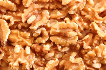 Close up of shelled walnut halves