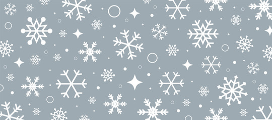 Grey background with snowflakes. Wrapping paper background with snowflakes. Vector