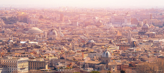 Fototapeta premium Panoramic view of old aerial city Rome from Saint Peters Square in Vatican