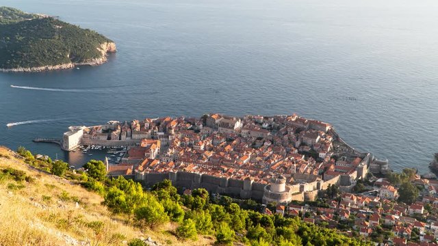 Time Lapse Of Dubrovnik. Game of thrones filming location. View from the height of Dubrovnik. sunset