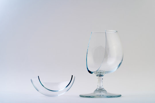 Half broken glass isolated