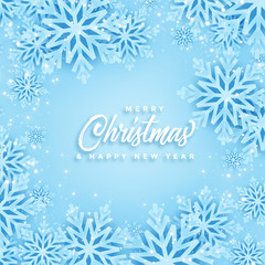 Naklejka na ściany i meble beautiful merry christmas and winter snowflakes background design