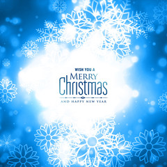 lovely merry christmas winter snowflakes glowing background design