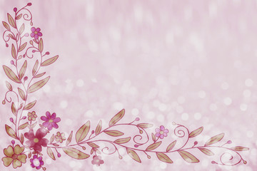 Drawing flower on bokeh blur background