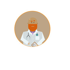 Male doctor with beard vector icon