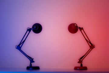 Red and black table lamp