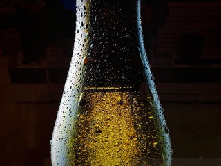 water drops on beer glass