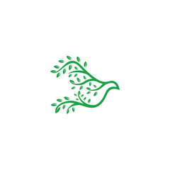 Fototapeta na wymiar pigeon leaf tree logo vector icon download on white background