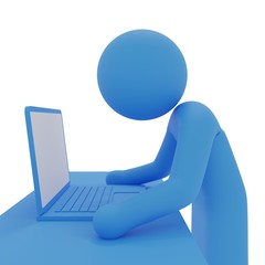 パソコンの操作をするピクトグラム3DCG