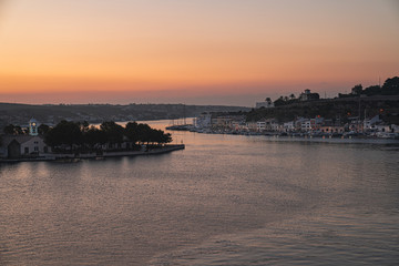 Naklejka premium sunset on the sea in menorca island