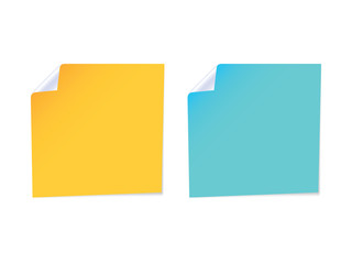 Realistic stickers. Square stickers with a folded edges