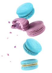 Tasty macaron on white background