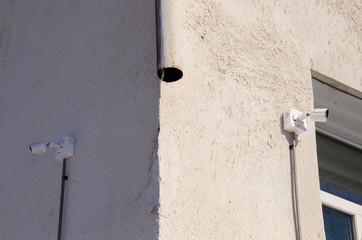 security camera on wall