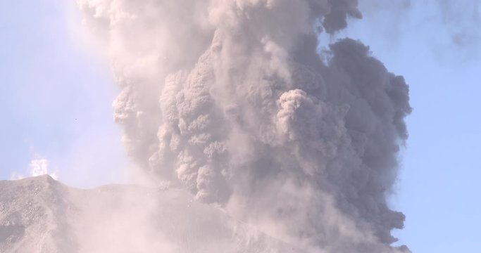 Volcanic Ash Explodes From Crater During Eruption - 2015