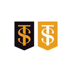 Elegant letter TS monogram, initial, luxury TS logo with shield shape, ST logo design .vector