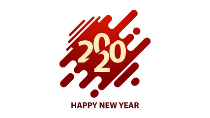 Re minimalistic modern New Year postcard with beautiful number 2020 and abstract liquid shapes isolated on white background