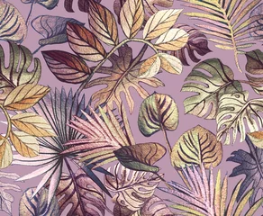 Möbelaufkleber Tropical pattern painted with shiny paints.  rose gold tropical leafs © Арина Трапезникова