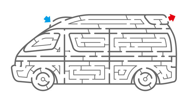 救急車の迷路（塗り絵）