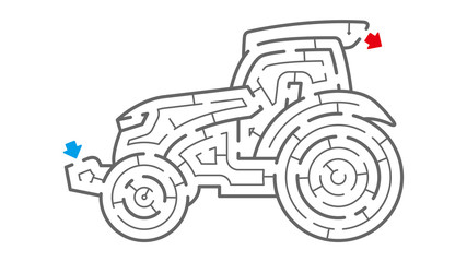 トラクターの迷路（塗り絵）
