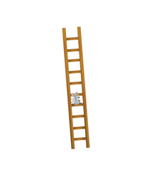 cartoon scene with farm wooden ladder on white background illustration for children