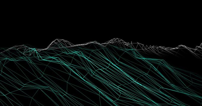 Abstract background with lines and wireframe simulation. Concept for technological footage and data driven clip. Representation with lines in wireframe of big data transfer and cybercrime data breach
