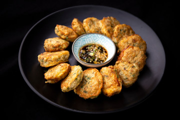 Korean style pan-fried meatballs which is called dong-geulangttaeng in Korea